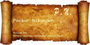 Pecker Nikander névjegykártya